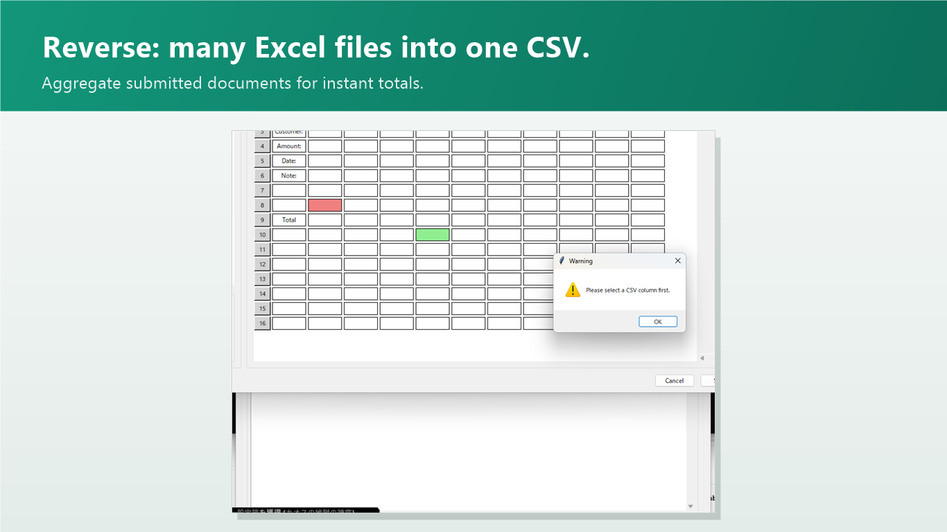 Reverse mode: aggregate many spreadsheet files into a single CSV